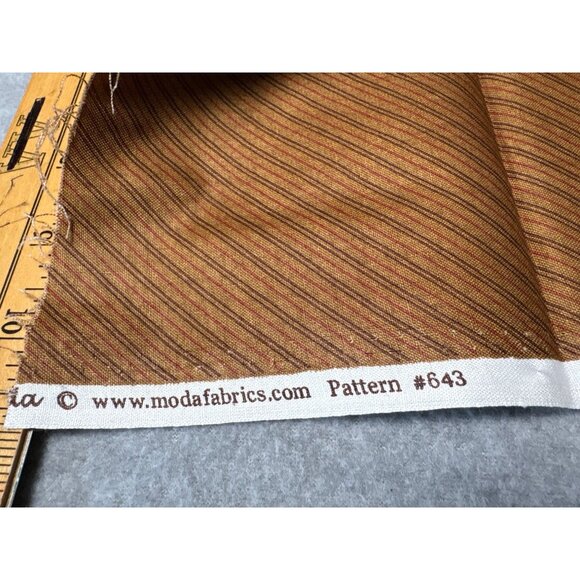 Moda Fabrics Pattern #643 Brown & Red Striped Cotton Fabric 1/4 yard x 44" Quilt - Picture 5 of 7